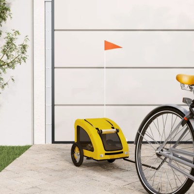 vidaXL Remorcă de bicicletă animale companie galben textil oxford/fier foto