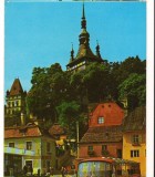 CPI B 11388 CARTE POSTALA - SIGHISOARA. VEDERE SPRE CETATE, AUTOBUZ