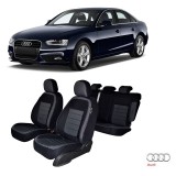 Cumpara ieftin SET HUSE SCAUN AUDI A-4 (B8) 2009-2016 (BANCHETA FRACTIONATA) CU TETIERE FATA PARTIAL PLASTIC, TETIERE SPATE IN FORMA DE L