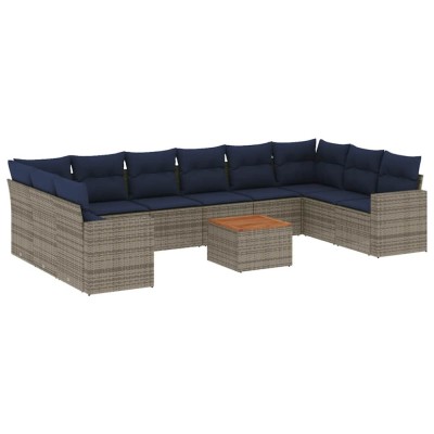Set canapele de gradina cu perne, 11 piese, gri, poliratan foto
