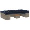 Set canapele de gradina cu perne, 11 piese, gri, poliratan