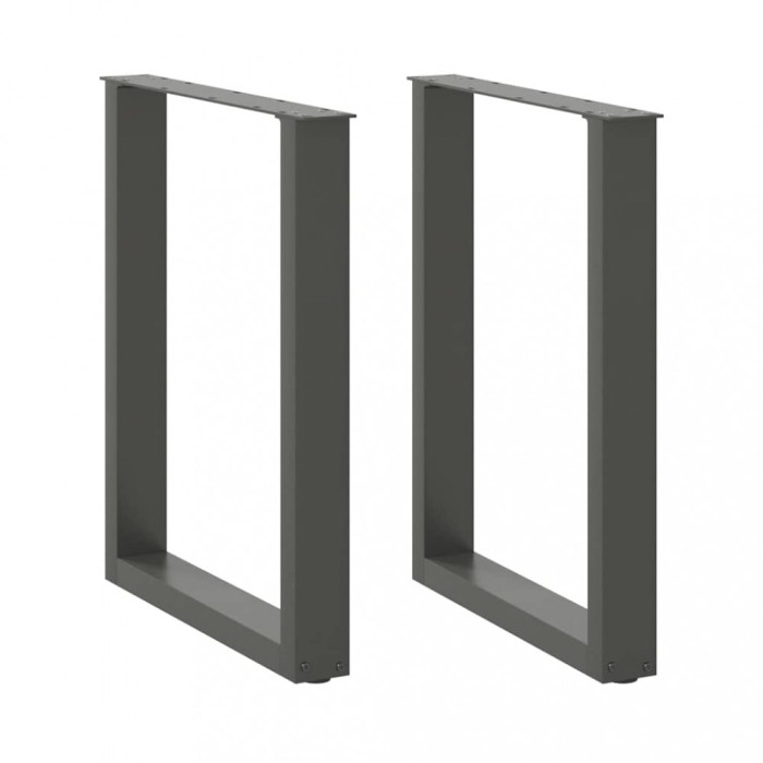 vidaXL Picioare de masă &icirc;n formă de U, 2 buc., antracit, 60x(72-73) cm, oțel