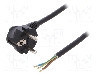 Cablu alimentare AC, 3m, 3 fire, culoare negru, cabluri, CEE 7/7 (E/F) &amp;#351;tecar in unghi, SCHUKO mufa, PLASTROL - W-97182