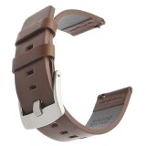 Curea piele naturala, compatibila Huawei Watch GT 2 42mm, telescoape QR, Maro/Argintiu