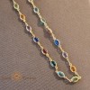 Colier placat cu aur, stantat , 48 cm, cu cristale zirconia multicolore, usor de asortat