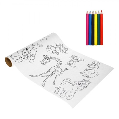 Set De Colorat Animale, 3m, 5 Creioane, Multicolor foto