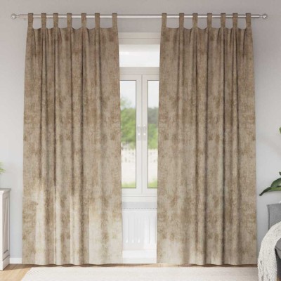 vidaXL Draperie cu perdele 2 pcs Șampanie 260 x 140 cm Catifea 4107747 foto