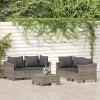Set Mobilier Gradina vidaXL, 5 Piese, Poliratan Gri, Cu Perne Incluse, Design Modular, Confortabil, Rezistent la Intemperii