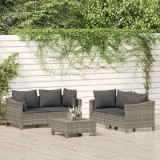 VidaXL Set mobilier de grădină cu perne, 5 piese, gri, poliratan