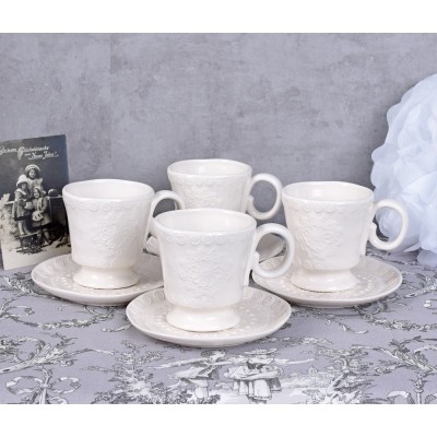 Set patru cesti de cafea din portelan alb CW164 foto