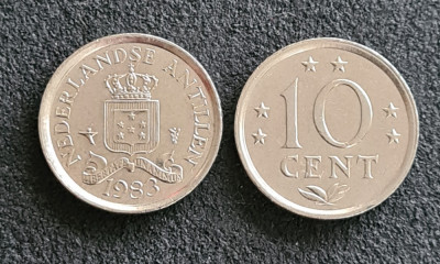 Antilele Olandeze 10 centi 1983 foto