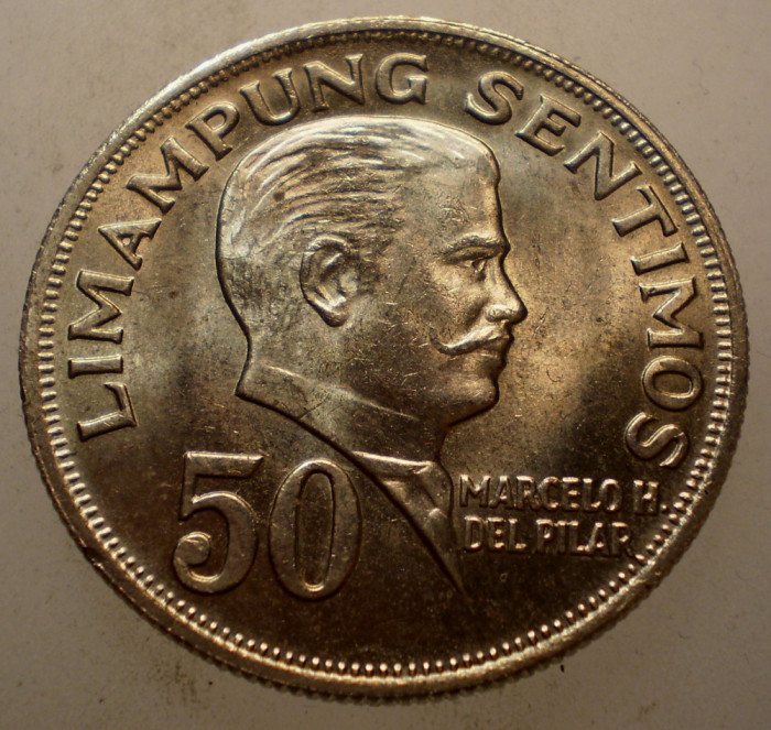 1.059 FILIPINE MARCELO DEL PILAR 50 SENTIMOS 1967 XF/AUNC