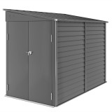 Outsunny Magazie metalică 3,5m&sup2; 143x270x202cm, șopron cu acoperiș &icirc;n pantă, ușă dublă &icirc;ncuietabilă, fundație, fante de ventilație | Aosom Romania