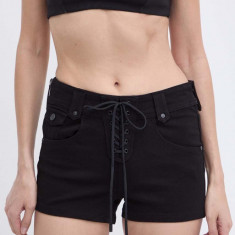 Miss Sixty pantaloni scurti jeans JJ3420 DENIM SHORTS femei, culoarea negru, neted, high waist, 6L2JJ3420000