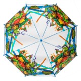 Umbrelă Copii Ninja Turtles, Transparent, Albastru, Verde, 64cm, Baston Manual, Oem