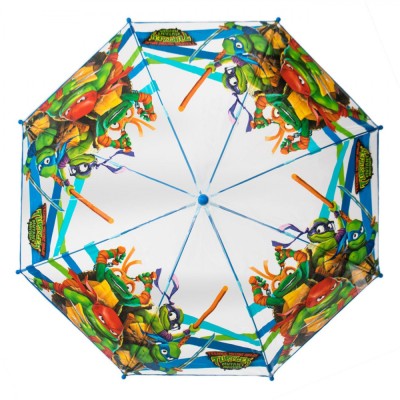 Umbrelă Copii Ninja Turtles, Transparent, Albastru, Verde, 64cm, Baston Manual foto