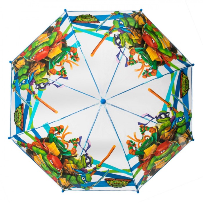 Umbrelă Copii Ninja Turtles, Transparent, Albastru, Verde, 64cm, Baston Manual