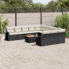 Gossi set canapele de gradina, 12 piese, cu perne, negru, poliratan