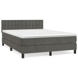 Cumpara ieftin Pat box spring cu saltea, gri inchis, 140x200 cm, catifea