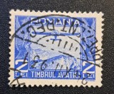 Rom&acirc;nia Regat - "Timbrul Aviației" (1928&ndash;1930) - 2 LEI Albastru-Cobalt cu Ștampilă Poștală Teritorială "REG." și Datier 1931 (Dintelat, Ștampilat) RO1
