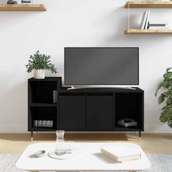 Comodă TV, negru, 100x35x55 cm, lemn prelucrat