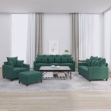 vidaXL Set de canapele cu perne, 4 piese, verde &icirc;nchis, catifea