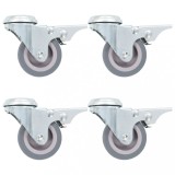 Set 12 Roti Pivotante 50mm cu/fara Frana, M10, TPR+Fier Zincat, Sarcina 35kg/roata, Accesorii Mobila, Carucioare, Banc de lucru
