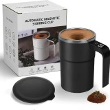 Cana Inteligenta cu Amestecare Automata Magnetica si Afisaj Digital al Temperaturii EMC ONSHOP&reg;, Capacitate 380ml, Din Otel Inoxidabil 304, Reincarcab