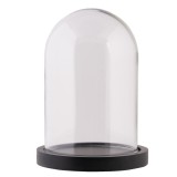 Cumpara ieftin Platou decorativ lemn negru cupola sticla 12x17 cm