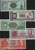 Set Paraguay 1 + 5 + 100 + 1000 + 5000 guaranies unc, America Centrala si de Sud