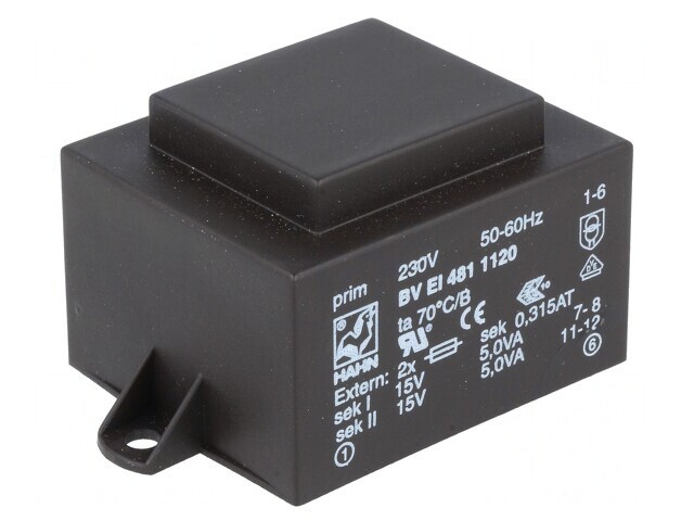 Transformator &icirc;ncapsulat 10VA 230V 15V PCB