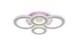 Cumpara ieftin Lustra LED 132W, 4 cercuri diamante, alb + crom, telecomanda, 4368lm, lumina calda/rece + RGB