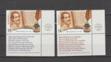ROMANIA 2025 MIHAI EMINESCU 2 serii de 1 timbru cu tabsuri diferite (limba engleza) LP.2499 MNH, Nestampilat