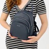 Rucsac dama crem cu multiple compartimente, Casual, Piele Ecologica, Natascia Serene, 30x25x10 cm