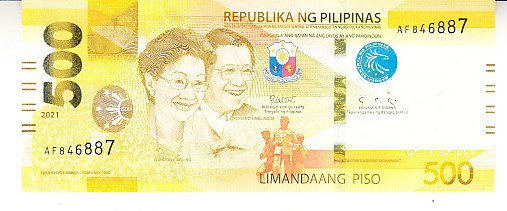 B11 14 - Bancnota foarte veche - Filipine / Pilipinas - 500 piso - 2021