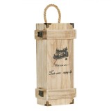 Ladă Lemn, 15x10x35cm, Maner Sfoară, 1 Sticlă, Natur, Detalii Metalice, Inscripție &quot;Taste Wine, Enjoy Life&quot;, Oem