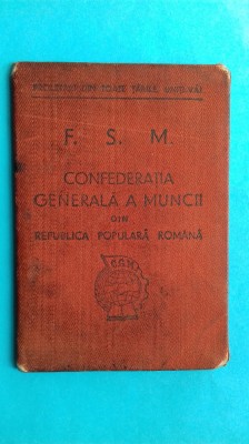 Bucuresti Carnet de Sindicat FSM 1944 Functionar Banca foto