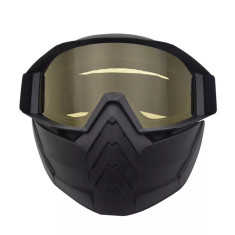 Masca protectie fata, plastic dur + ochelari ski, lentila galbena, GD02