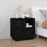 Cumpara ieftin Noptieră, negru, 50x34x50 cm, lemn masiv de pin