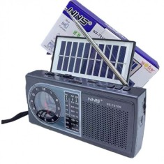 Radio Portabil NS-7010S BT, Cu Ceas, Bluetooth, Acumulator, USB, AUX, Panou Solar