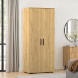 Dulap Haine Adore Trendline cu 2 usi si umeras, Alb - Stejar, 80x187x47 cm