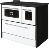 Soba tip spor pe lemne Strend Pro OMEGA 701-G OMEGA, cu geam, alb, evacuare stanga