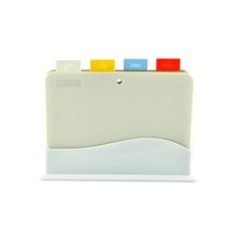 Set 4 tocătoare cu suport, plastic, multicolor, 33.6x9.2 cm