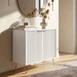 Dulap lateral Trondi alb cu 2 usi riflate, 75 x 80 x 40 cm