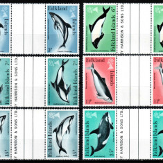 Falkland 1980, Mi #295-300**, fauna cetacee balene delfini, MNH! Cota 16,50 €!