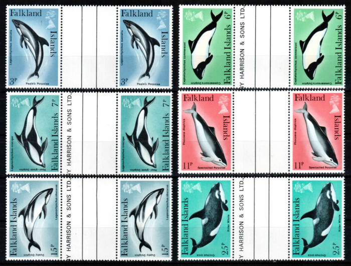 Falkland 1980, Mi #295-300**, fauna cetacee balene delfini, MNH! Cota 16,50 &euro;!
