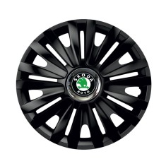Set 4 capace roti Negre Cu Inel Cromat Royal R14 pentru gama auto Skoda foto