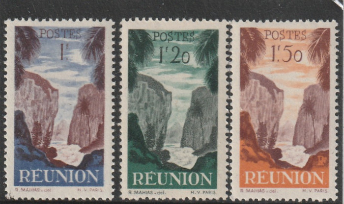 Reunion 1947-Vederi,MNH,Mi.315-317