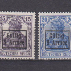 TIMBRE GERMANE 1918 SUPRATIPAR "GULTIG 9 ARME" MNH EXPERTIZAT