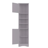 Dulap de baie triunghiular, cu rafturi reglabile și uși duble, 37x24,5x170 cm, Gri